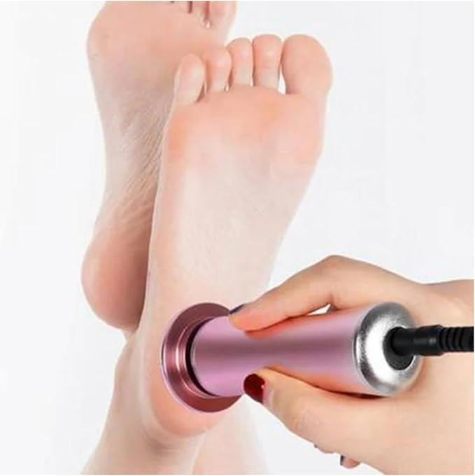 Electric callus remover, foot sander, enhanced pedicure tool with speed controller and 60 spare sanding discs for men and women, removes calluses, dead and dry skin, pink and black color.
