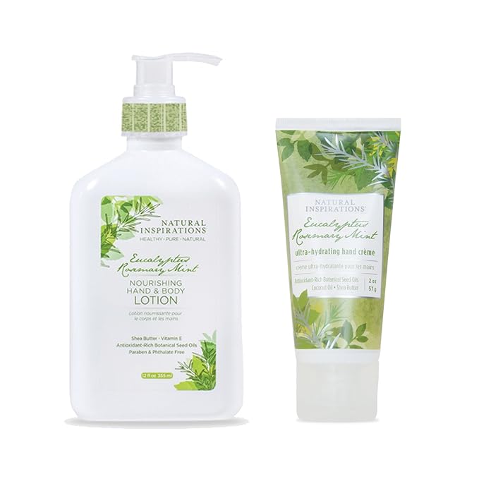 Natural Inspirations Hand & Body Lotion and Hand Creme Gift Set - Eucalyptus Rosemary Mint