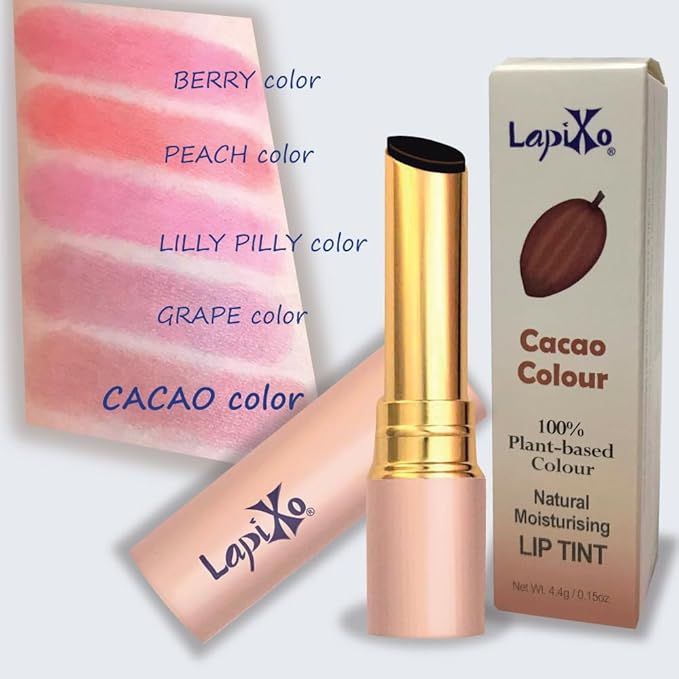100% Plant-based Color, Unique Natural Moisturizing Lip Tint, 2-in-1 | Non-Toxic, All Food Ingredients, Antioxidant-rich Superfoods, Natural Matte Sheer, Buildable, 4.4g/0.15oz (Cacao color)