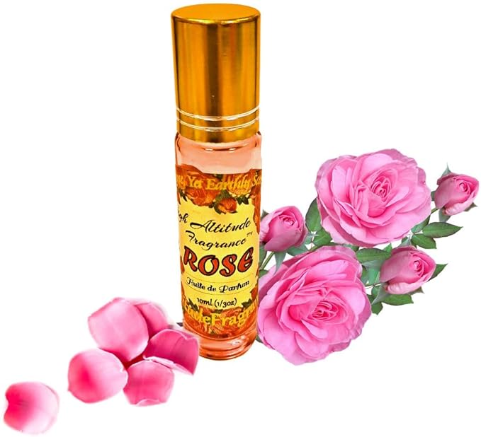 ROSE Perfume Oil - All-Natural Essential Oil Fragrance - Huile de Parfum - Bulgarian Damask Rosa Damascena Petals Otto,Tea Rose, De Mai - Roll On Roller Ball - Party Travel Guest Favors Gifts - 10mlx3