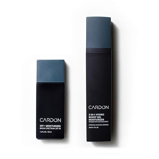 Cardon Men's AM + PM Face Moisturizers Bundle: Daytime SPF Moisturizer; Nighttime Repair Gel Moisturizer | Korean Skincare For Men