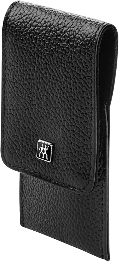 ZWILLING TWINOX Manicure Pedicure Set 3-Piece Made of 100% Cowhide with Push Button Closure, Black