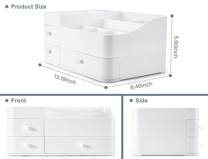 ONXE Makeup Organizer with Drawers,Large Capacity Countertop Organizer for Vanity,Bathroom and Bedroom Desk Cosmetics Organizer for Skin Care,Brushes, Eyeshadow, Lotions, Lipstick, Nail Polish