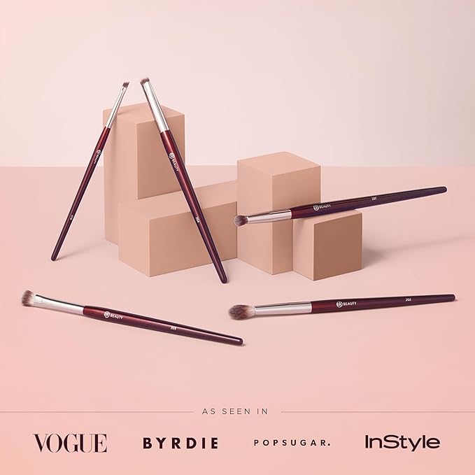 BK BEAUTY - BRUSH SET FOR HOODED OR SMALLER EYES (5PC) - Eyeshadow Brush Set for Blending, Smudging & Defining Eyeshadow and Eyeliner | Premium Eye Makeup Brushes for Precise Application