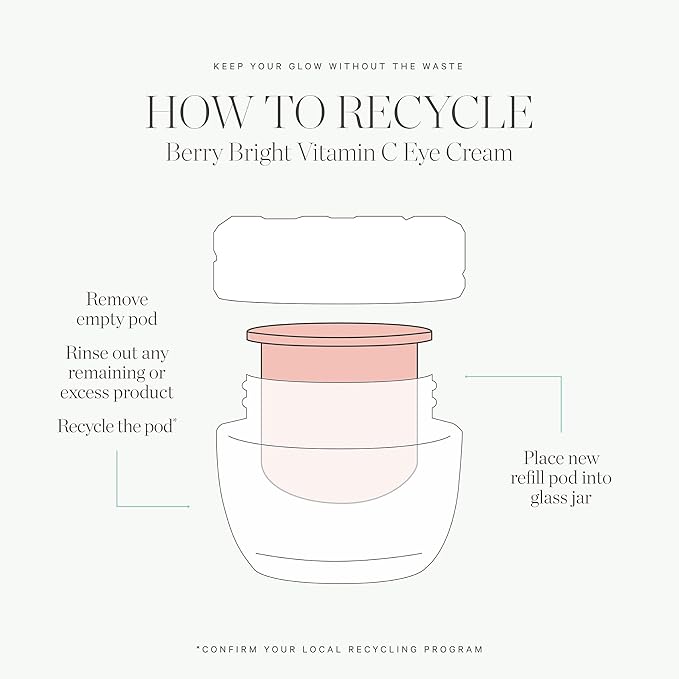 KORA Organics Berry Bright Firming Vitamin C Eye Cream Refill Pod, Hydrate & Strengthen, Certified Organic, Cruelty Free, 0.50 fl oz