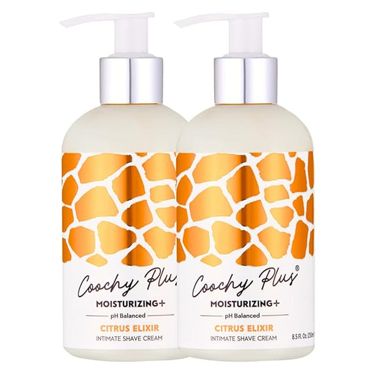 Coochy Intimate Shaving Cream MOISTURIZING Plus CITRUS ELIXIR For Pubic, Bikini Line, Armpit - Rash-Free With Patent-Pending Formula – Prevents Razor Burns & Bumps, In-Grown Hairs, Itchiness 2 Pack