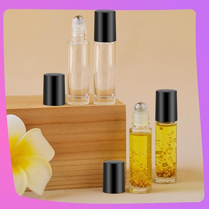 150 Pcs Essential Oil Roller Bottles 10 ml Leakproof Empty Glass Roll on Bottles with Stainless Steel Roller Balls with 20 Funnels 20 Droppers for Travel Perfume Essential Oil
