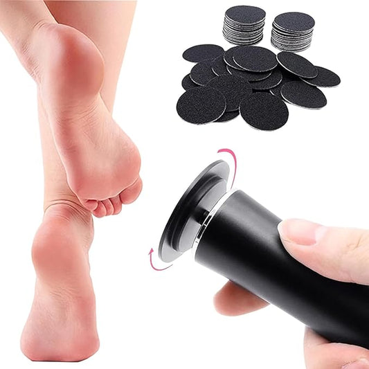 Electric Callus Remover, Foot Sander, Enhanced Pedicure Tool with Speed Controller and 60 Spare Sanding Discs for Men and Women, removes calluses, Dead and Dry Skin, Pink and Black Color. (Black)