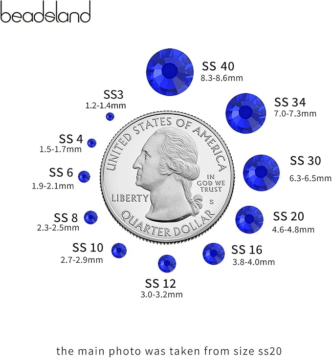 Beadsland Hotfix Rhinestones Bulk, 14400pcs Royal Blue Hot Fix Rhinestones for Crafts Clothes DIY Decoration, Sapphire, SS10, 2.7-2.9mm