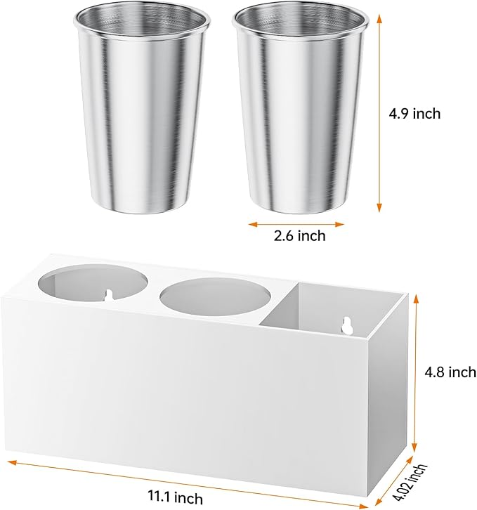 Hair Tool Organizer Acrylic: Hair Dryer Holder Wall Mount - Blow Dryer Holder Cabinet Door - Bathroom Countertop Organizer for Curling Iron Hot Styling Tools Flat Iron - White