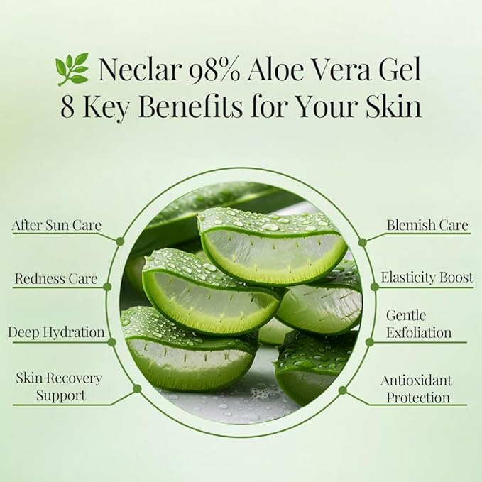 Aloe Vera Gel - for Sunburn Relief - Big 16.9 oz / 500ml - 98% Pure Aloe Vera - For Face, Skin and Hair - After Sun Care lotion - Sun Burn Moisturizer Cream (16.9 Fl oz)