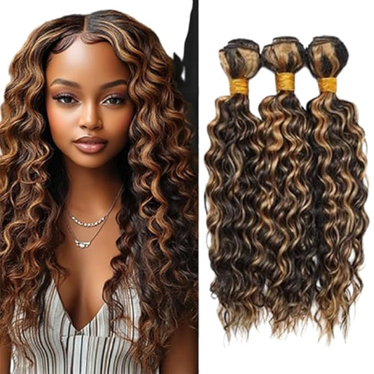 Ombre Honey Blonde Loose Deep Wave Bundles Highlight P1B/27 Deep Wave Bundles Black and Blonde Human Hair Bundles Brazilian Human Hair Soft and Silky for Black Women 20 22 24 Inch