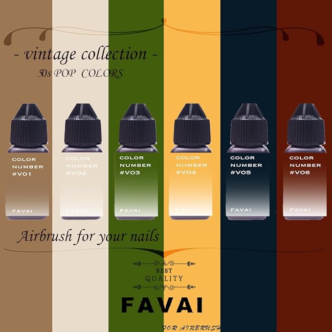 FAVAI 6 Colors Airbrush Gel Nail Polish Air Gel Set - Vintage Collection (#V) 6 * 15ml