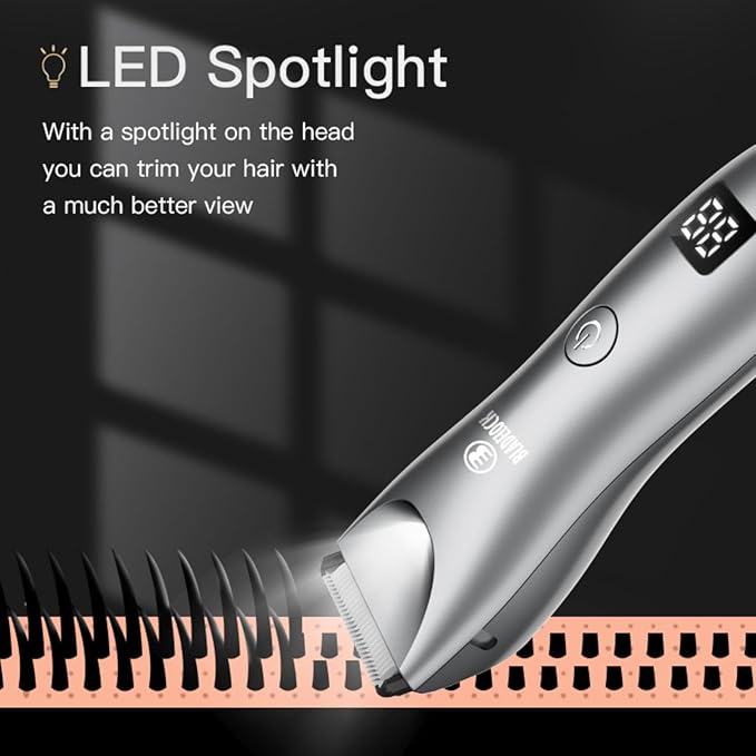 ENSSU Ball Trimmer/Shaver for Men, Electric Groin Hair Trimmer, Men Body Groomer for Pubic/Beard/Back, Waterproof Razor Hygiene Tool