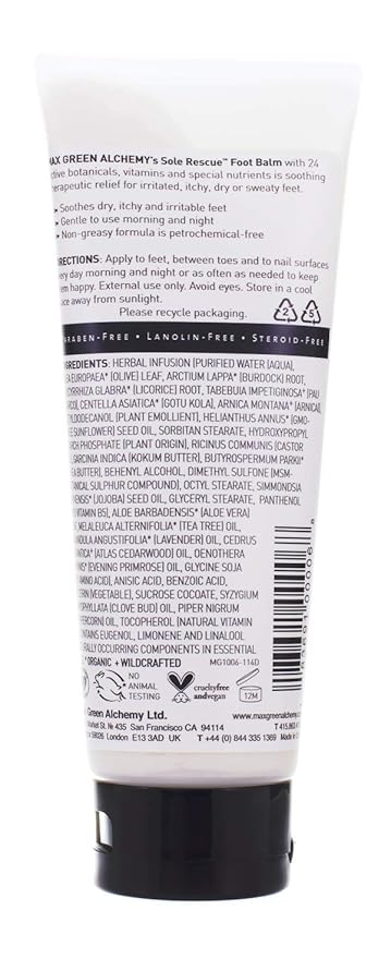 MGA Vegan Foot Balm - Sole Rescue Organic Formula Soothes & Moisturizes Dry, Itchy & Sore Feet | Foot Cream with Essential Oils for Dry & Cracked Feet | Non Greasy | 2 Oz