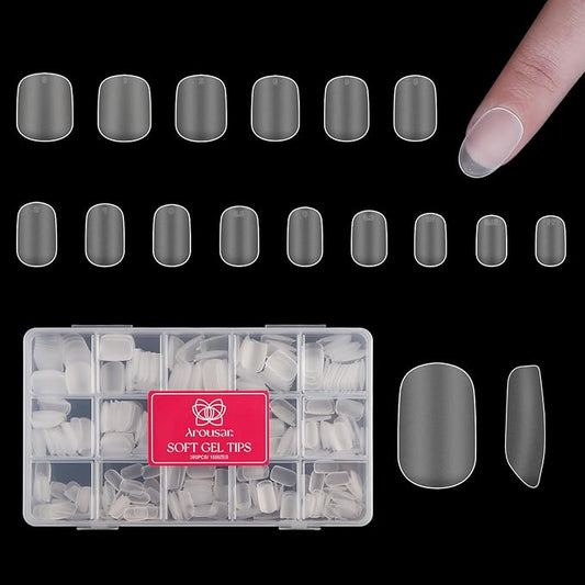 Short Square Nail Tips, 360pcs Clear Acrylic Nail Extension Set in 15 Sizes, Matte Short Square Full Cover Press on False Nail Tips for Nail Art, Autumn Halloween Thanksgiving DIY Salon Gift
