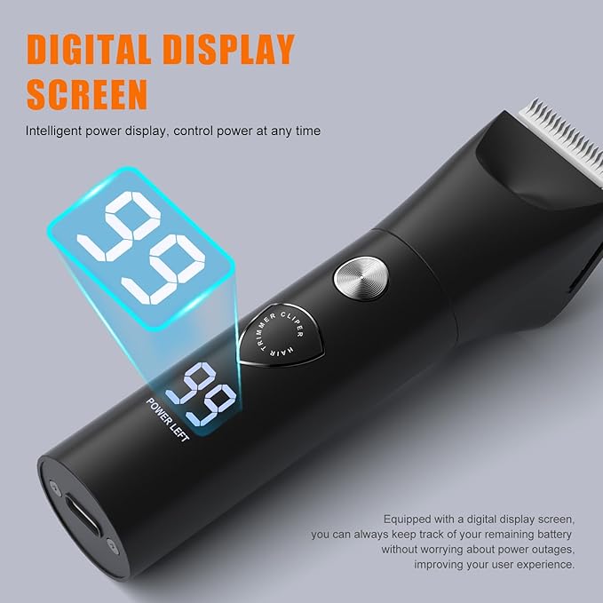 Hair Trimmer for Men | Beard, Body & Nose Groomer with LED Display, USB Rechargeable, Skin-Safe Blades & Adjustable Guards, Waterproof All-in-One Grooming Kit for Face & Below-The-Belt Care