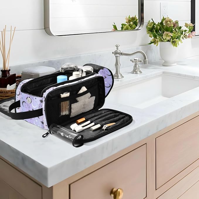 MNSRUU Starry Sky Makeup Bag - Large Capacity Travel Toiletry Bag with Cosmetic Organizer