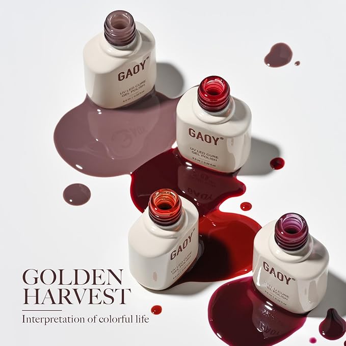 GAOY 23 Pcs Gel Nail Polish Kit, Fall Colors UV Gel Polish Set with Glossy & Matte Top Coat and Base Coat for Nail Art Home DIY