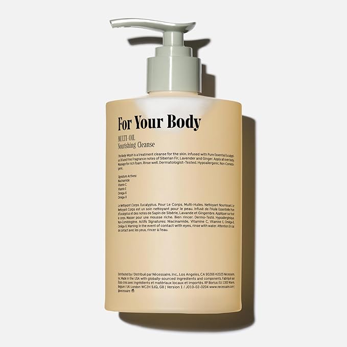 Nécessaire Eucalyptus Body Wash with Pump | Multi-Oil Nourishing Cleanse For Women + Men | Gel Cleanser | Dermatologist-Tested. Hypoallergenic | No SLS/SLES (500 ml / 16.9 fl. oz.)