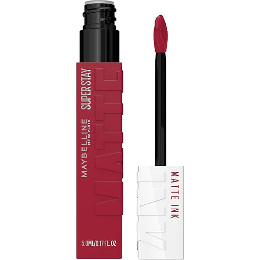 Maybelline Super Stay Matte Ink Liquid Lipstick Makeup, Long Lasting High Impact Color, Up to 16H Wear, Ruler, Deep Cranberry, 1 Count, Packaging May Vary