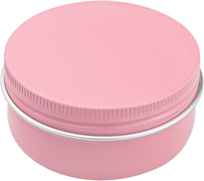 Foraineam 60 Pack 50ml Round Tins Pink Tin Cans Containers with Screw Top Lids