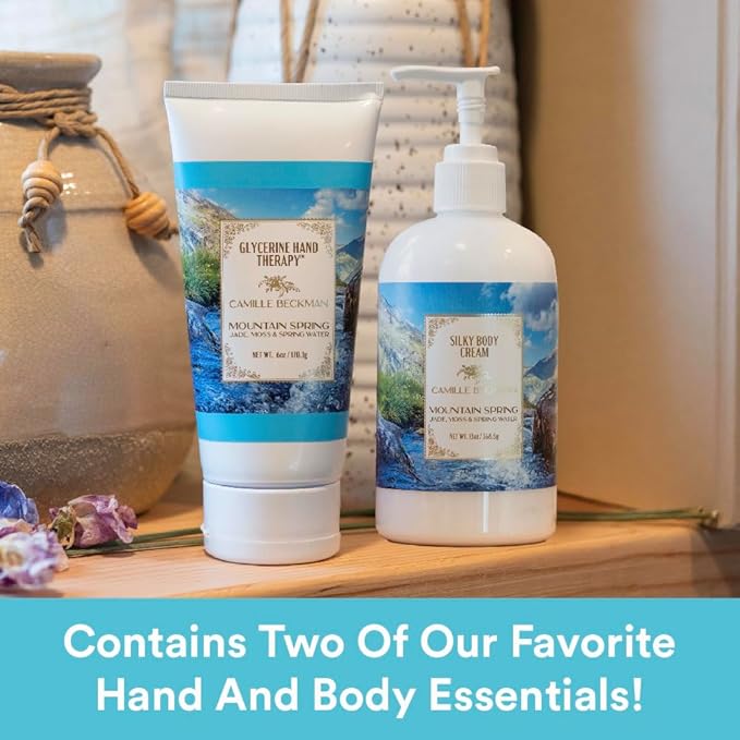 Camille Beckman Hand and Body Duet Set, Silky Body and Glycerine Hand Cream, Mountain Spring