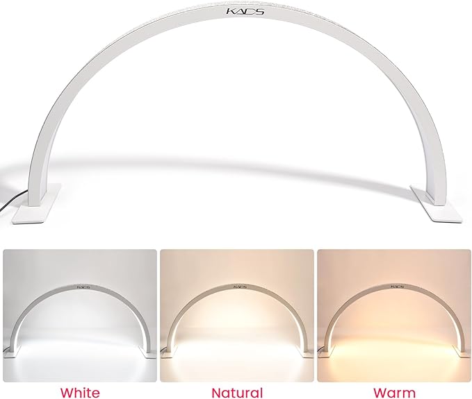 KADS 29In Wide Half Moon Nail Desk Lamp, Half Moon Light for Nail Desk, Lash Light for Eyelash Extensions with 3 Color Temperature 3000k-6500k for Nail, Lash, Tattoo, Skincare (White), E00196