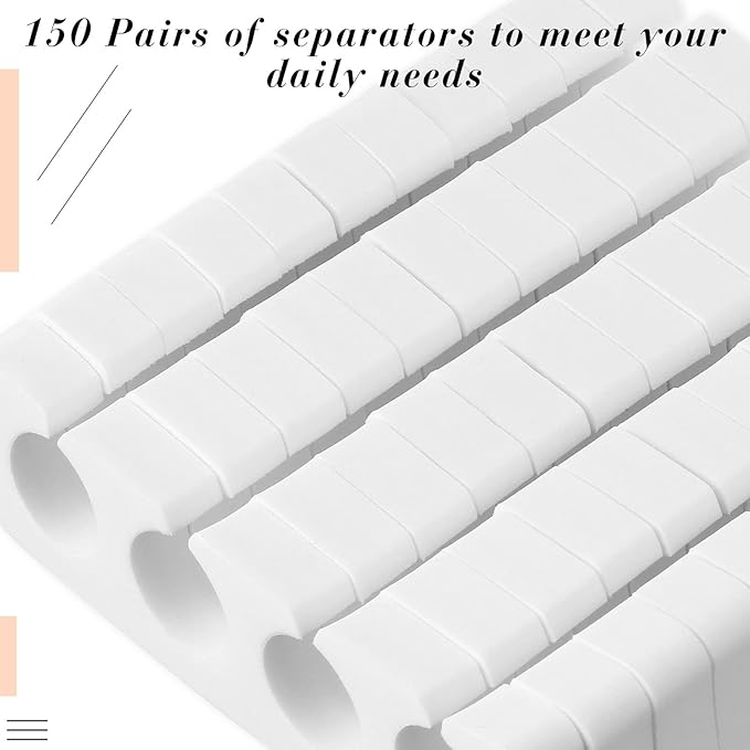 300 Pcs Toe Separators for Nail Polish Bulk Toe Separator Pedicure Correct Foot for Men Women Nail Polish Comfy Soft Pedicure Supplies(White)