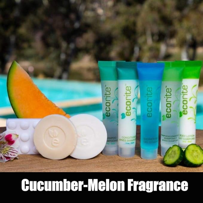 Body Wash with Cucumber-Melon Fragrance, Travel Size Hotel Amenities Biodegradable/Recyclable Tube, 1 fl oz/30 ml, Pack of 288