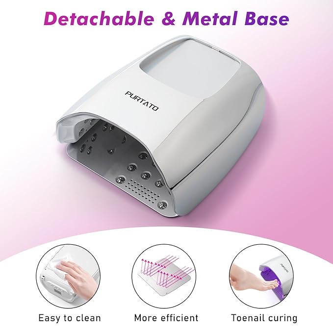 Professional Cordless Rechargeable UV LED Nail Lamp with 4 Timer Setting and 126W High Power Quick Drying Nail Dryer (Plating Silver)
