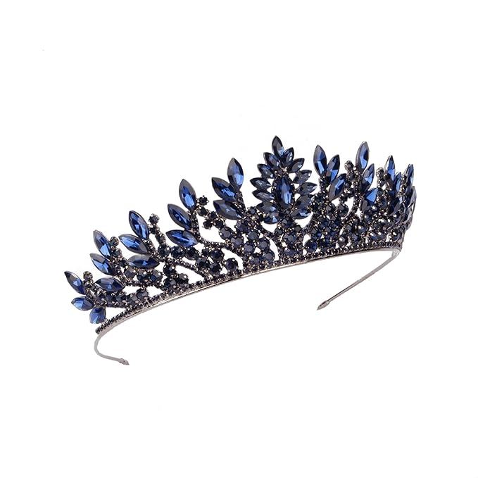 LIMELIA Women's Tiara for Henna Wedding Party|Glitter Hair Accessories for Bridal Birthday Pageant Prom Halloween Cos-play Christmas Party|Danver-Navy Blue