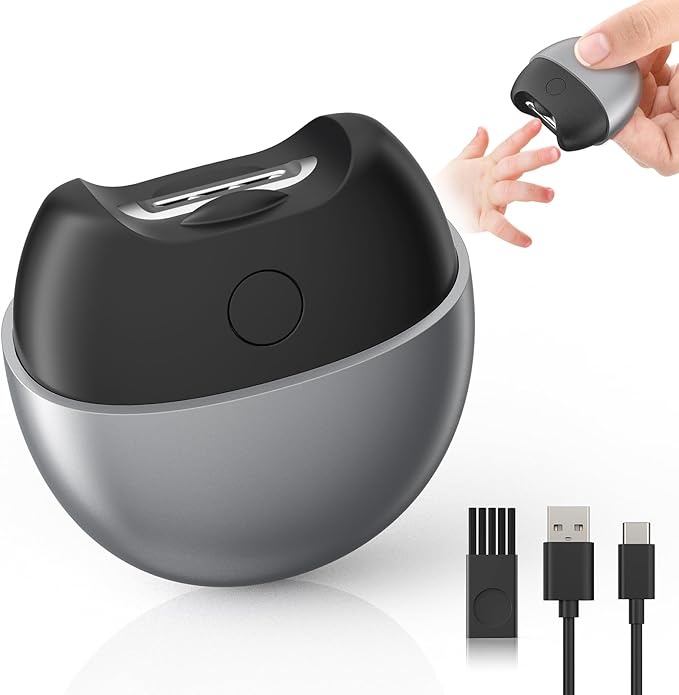 Electric Nail Clipper with USB Charging: Automatic Nail Clippers with Led Light & Clip Storage - Fast USB Rechargeable Safety Fingernail Trimmer for Baby Seniors Kids Adults (Black, Medium)