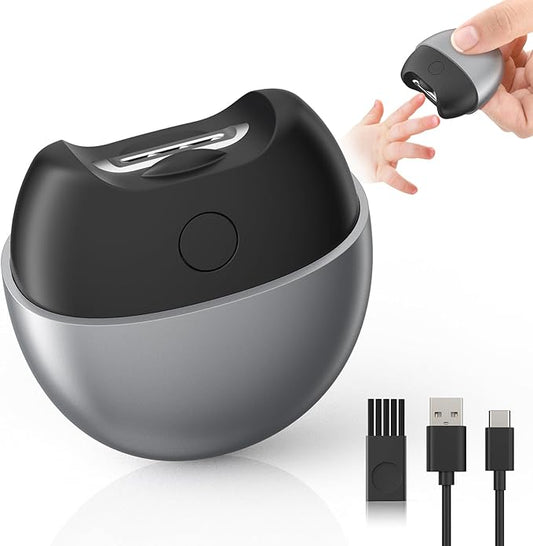 Electric Nail Clipper with USB Charging: Automatic Nail Clippers with Led Light & Clip Storage - Fast USB Rechargeable Safety Fingernail Trimmer for Baby Seniors Kids Adults (Black, Medium)