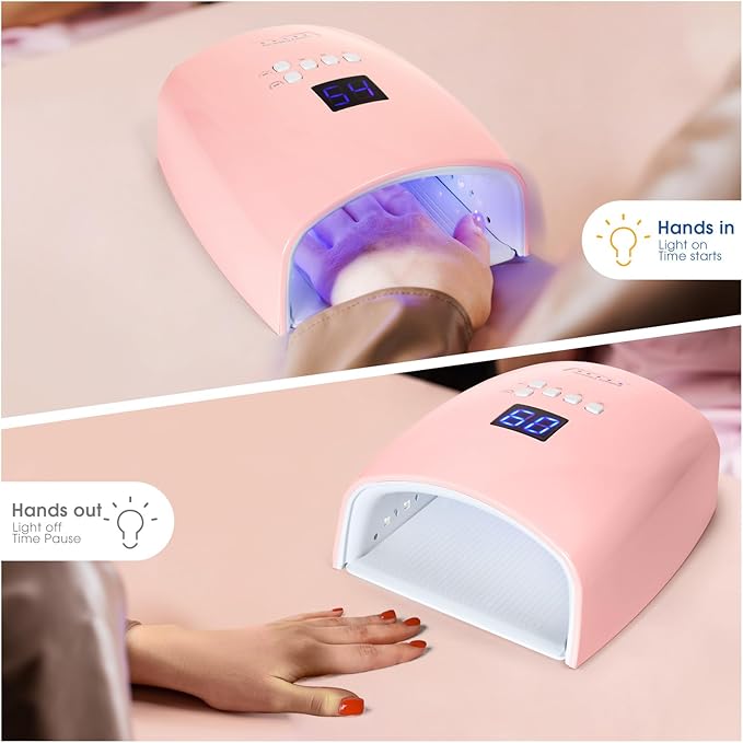 Cordless Nail Lamp, 48W Rechargeable Wireless UV Led Nail Lamp UV Gel Nail Light Nail Dryer with Auto Sensor, Professional Quick Dry Nail Curing Lamp for Salon & Home