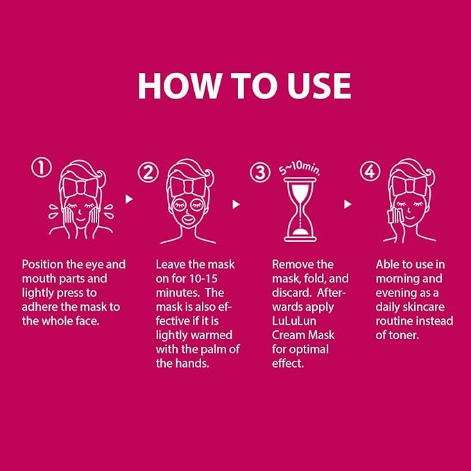 Lululun 32 EA Facial Sheet Mask for Anti-Aging & Firm Skin Women & Men, Hydrating & Moisturizing Face Sheet Mask with Zijube & Camelia Extract, Organic & Natural Daily Japanese Skincare, Over45 PINK