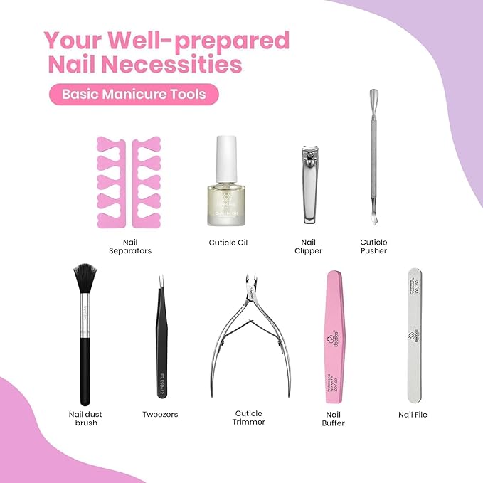 Beetles Gel Nail Polish Set With UV Light - 53Pcs Starter Kit, 32 Spring Colors, Pink Burgundy Red Glitter, Builder Blooming Gel, Manicure Kit Gifts for Women