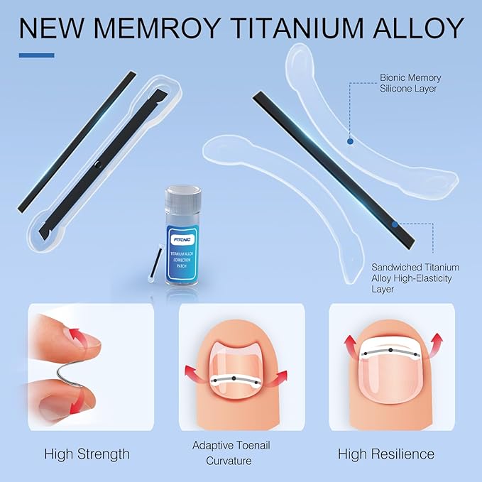 Titanium Alloy Ingrown Toenail Treatment, Ingrown Toenail Removal Kit Specially Designed for Curved Nail Repair and Ingrown Toenail Corrector Kit