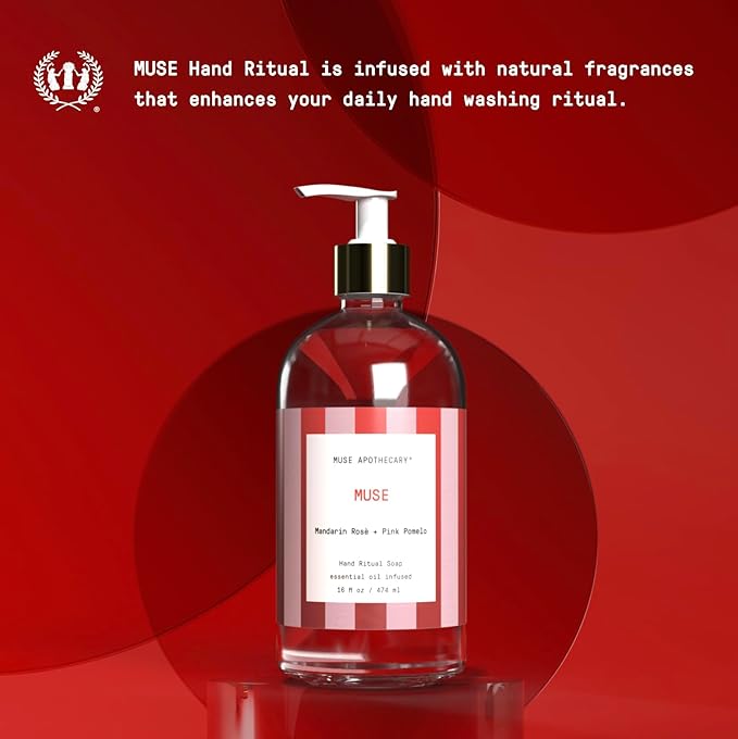 Muse Apothecary Hand Ritual - Aromatic and Nourishing Hand Soap, Infused with Natural Aromatherapy Essential Oils - Great Valentine's Day Gift - 16 oz, Mandarin Rosè + Pink Pomelo, 2 Pack