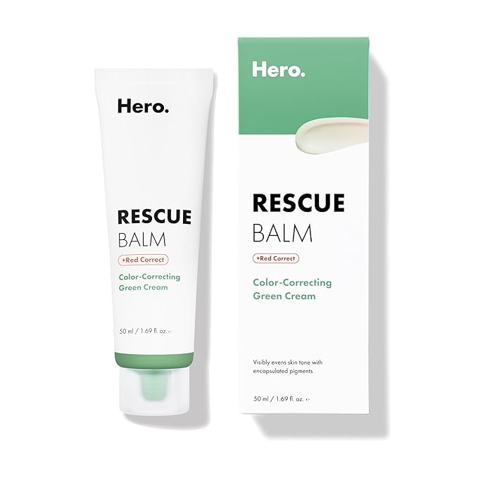 Hero Cosmetics Rescue Balm + Red Correct: Post-Blemish Recovery Cream, Nourishing & Calming, Dermatologist Tested, Vegan (1.69 fl oz)
