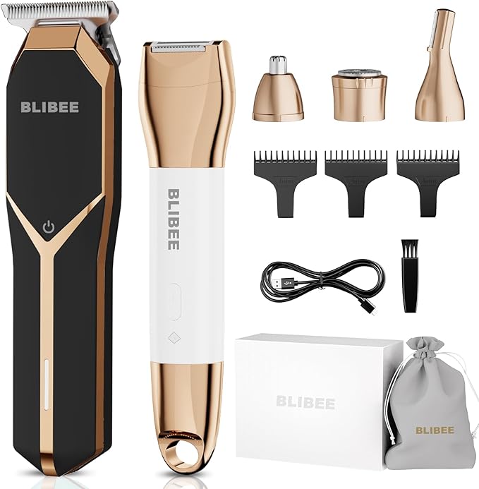Bikini Trimmer & Hair Clippers for Women - Waterproof Electric Razor and 4 in 1 Bikini Shaver Set, Deluxe Hair Trimmer, Wet/Dry Body Shaver for Nose Eyebrows Beard Pubic Hair, Black