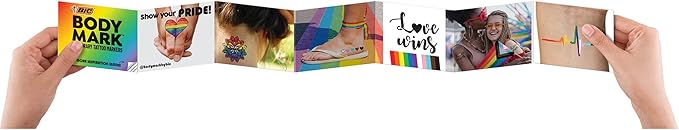 BODYMARK BIC Temporary Tattoo Markers for Skin, Pride Pack, Flexible Brush Tip, 11-Count Pack of Assorted Colors, Skin-Safe, Cosmetic Quality, Unique Gifts