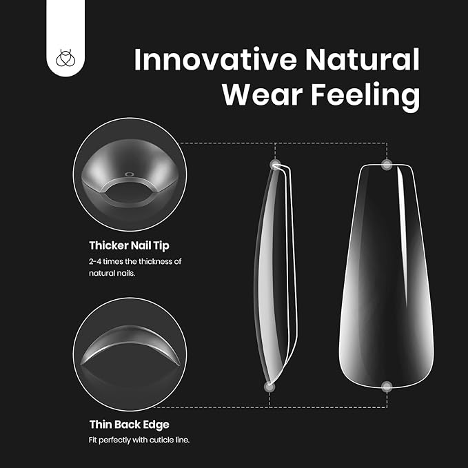 Beetles Gel Nail Kit Easy Nail Extension Set with 500Pcs Nail Tips Coffin Shape 5 In 1 Nail Glue Base Gel and Innovative Led Lamp Easy Diy Nails Art Home Gelly Tips