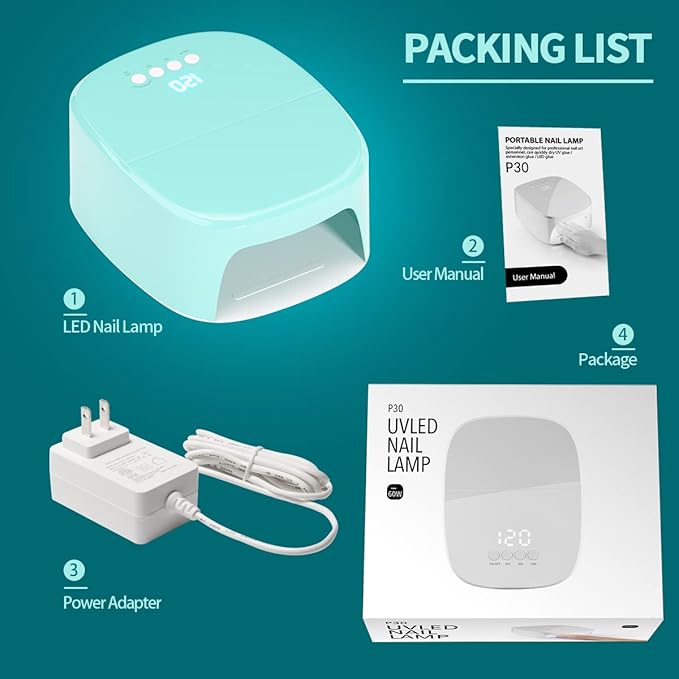 BETE Cordless LED Nail Lamp, 60W Rechargeable Dryer for Curing Polish, USB Port for Charging Phone and Drill, Portable Professional Blue