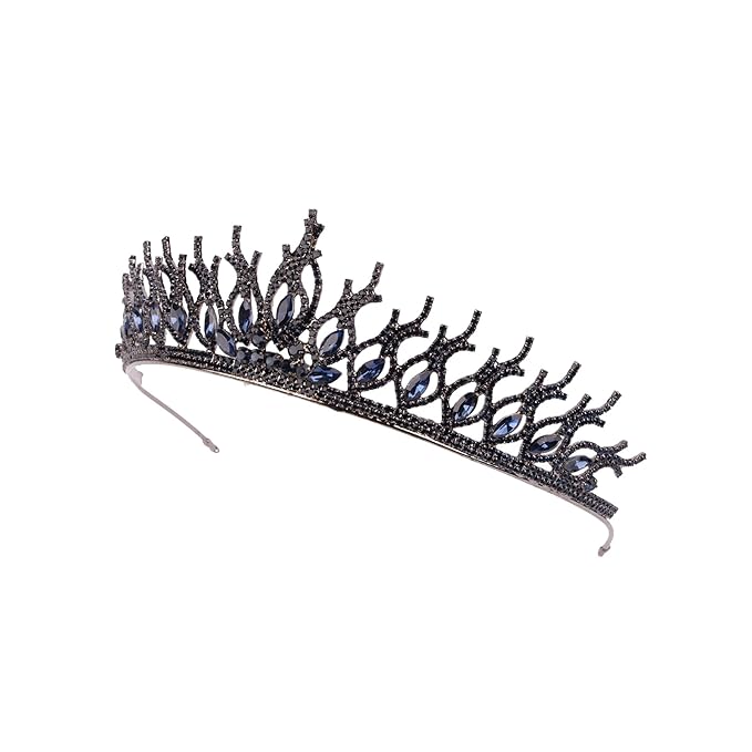 LIMELIA Women's Tiara for Henna Wedding Party|Glitter Hair Accessories for Bridal Birthday Pageant Prom Halloween Cos-play Christmas Party|Tulip-Navy Blue