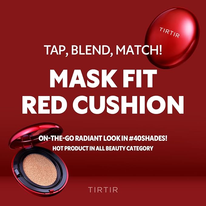 [*Mini Size*] TIRTIR Mask Fit Red Cushion Foundation | Full coverage, Weightless, Skin fit, Satin Glow Finish, Korean Makeup Cushion Foundation (#47N Ebony, 0.15 Fl Oz)