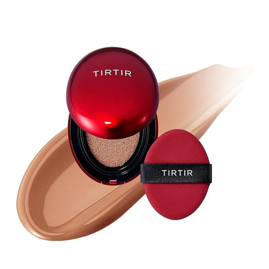 [*Mini Size*] TIRTIR Mask Fit Red Cushion Foundation | Full coverage, Weightless, Skin fit, Satin Glow Finish, Korean Makeup Cushion Foundation (#34C Amber, 0.15 Fl Oz)