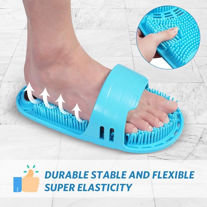Silicone Shower Foot Scrubber Personal Foot Massage and Cleaning, Non-Slip Foot Scrubber for Men and Women (1PCS Blue)