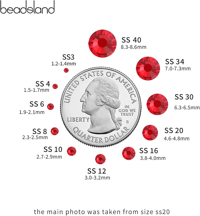 Beadsland Hotfix Rhinestones Bulk, 14400pcs Red Hot Fix Rhinestones for Crafts Clothes DIY Decoration, Light Siam, SS16, 3.8-4.0mm