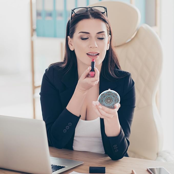 Geetery 12 Pcs Diamond Painting Compact Mirror DIY Mandala Design Pocket Mirror Portable Mini Folding Handheld Magnifying Makeup Mirror Diamond Art Kits for Women Gift Travel Purse 12 Style